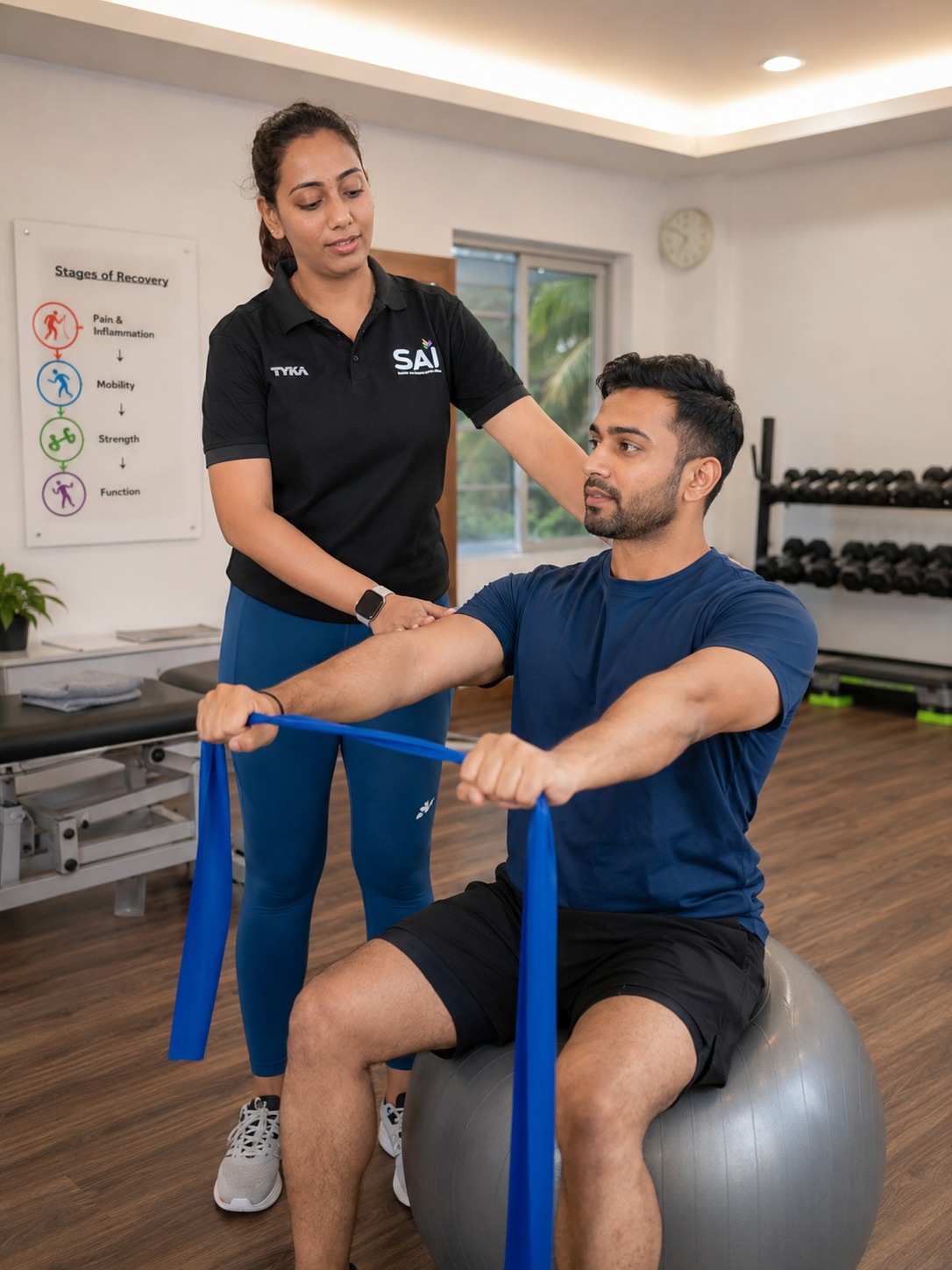 Archana Yadav guiding sports rehabilitation